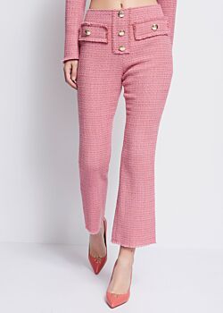 Pantaloni bouclé in cotone e lana Denny Rose