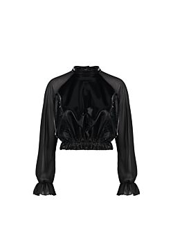 Black E Faux leather blouse Denny Rose