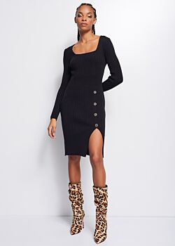 Ribbed dress with buttons Denny Rose