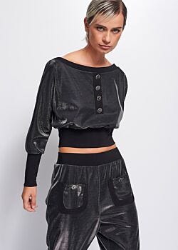 Black E Laminated T-shirt Denny Rose