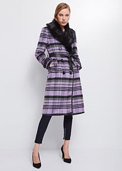 Checked double-breasted coat Denny Rose Jeans