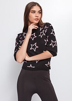 Black-white/fuxia St Maglia con stelle Denny Rose Jeans