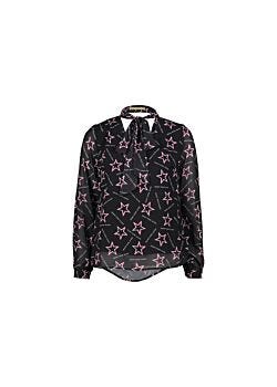 Black-white/fuxia St Blusa in georgette Denny Rose Jeans