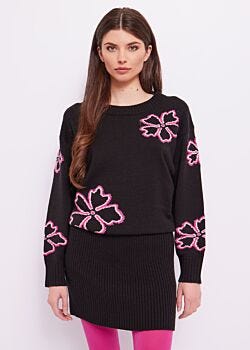 Pink Flower/black Vestito jacquard Denny Rose