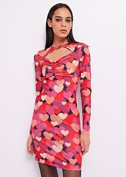 Hearts Print Abito con cuori Denny Rose