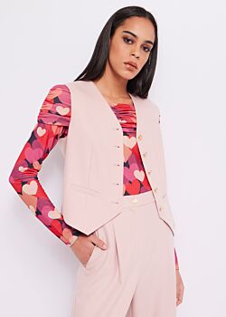 Pale Mauve Gilet con bottoni Denny Rose