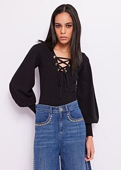 Black Maglia con laccetti Denny Rose