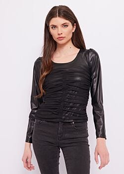 Black T-shirt in similpelle Denny Rose