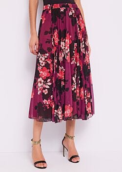 Black/red Floral-print skirt Denny Rose