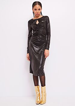 Black Laminato Laminated jersey dress Denny Rose Jeans