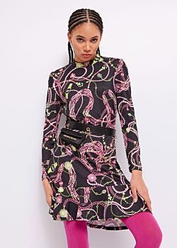 2001-fuxia-v.acido Dress with print Denny Rose Jeans