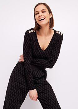 Black Bodysuit with flock print Denny Rose Jeans