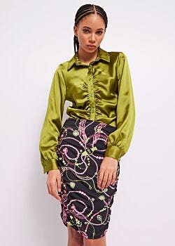 Cress Green Satin shirt Denny Rose Jeans