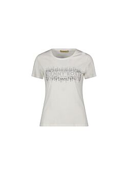 Bright White T-shirt with logo and rhinestones Denny Rose Jeans