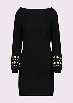 Black wool-blend mini dress Denny Rose
