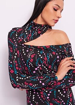 Card Symbols Print Abito in jersey stampato Denny Rose
