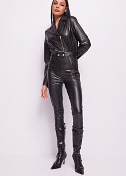 Black Tuta in similpelle nera Denny Rose