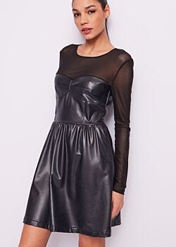 Black Vestito in similpelle nera Denny Rose
