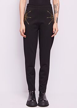 Black Pantaloni neri con borchie Denny Rose