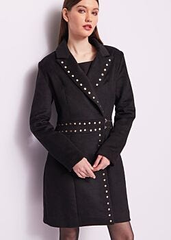 Black Abrigo negro en mezcla de lana Denny Rose