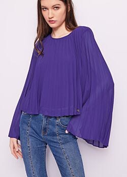 Royal Blue Purple pleated blouse Denny Rose