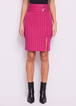 Fucsia Gonna con motivo gessato e borchie Denny Rose