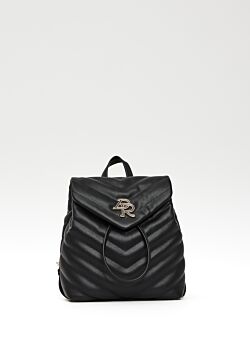 Mochila negra de piel sintética acolchada Denny Rose Borse
