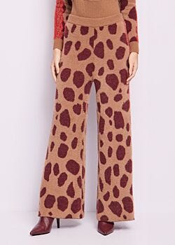 Cammel-nero-rosso Jacquard knitted trousers Denny Rose Jeans