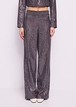 Grey-silver Trousers with sequins Denny Rose Jeans