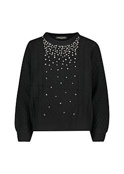 Black Black knitted jumper with rhinestones Denny Rose Jeans