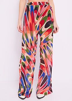 Peacock Print Printed georgette trousers Denny Rose
