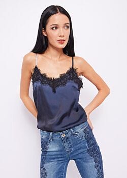 Satin top with lace detail Denny Rose Jeans