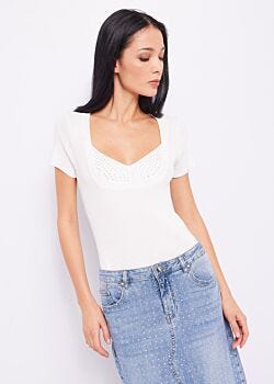 Top in filato con strass Denny Rose Jeans