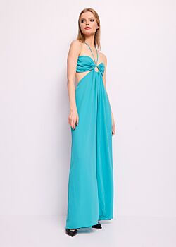 Turquoise green georgette jumpsuit Denny Rose