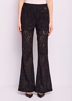 Black Pantaloni neri in cotone Sangallo Denny Rose