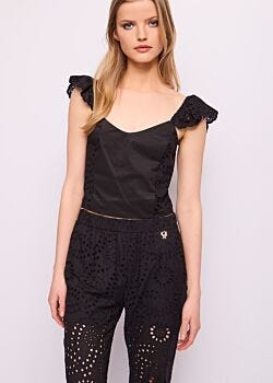 Top nero in cotone Denny Rose