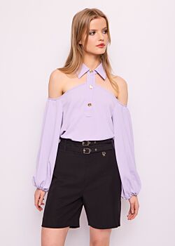 Lavanda Blusa lilla con bottoni Denny Rose