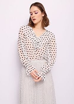 Blusa bianca in georgette a pois Denny Rose