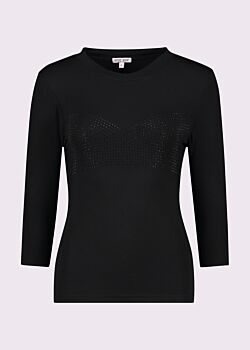 T-shirt nera con strass Denny Rose