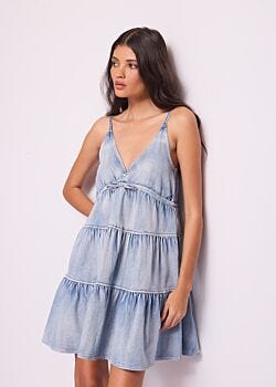 Medium Blue Mini abito in denim di cotone Denny Rose Jeans