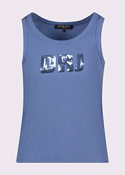 Top blu in cotone con logo Denny Rose Jeans