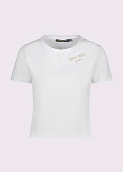 T-shirt corta bianca in cotone Denny Rose Jeans