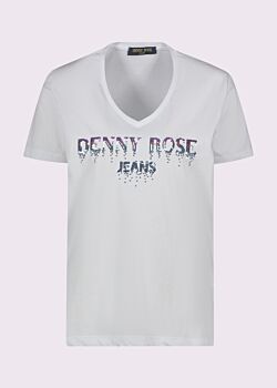 T-shirt bianca in cotone con stampa Denny Rose Jeans