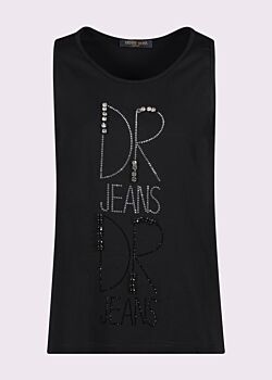 Top nero in cotone con logo Denny Rose Jeans