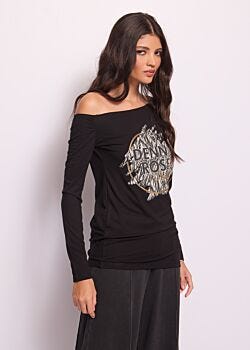 Black Black t-shirt with print Denny Rose Jeans