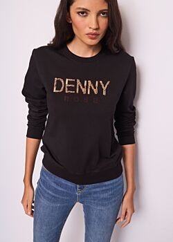 Black cotton sweatshirt with logo Denny Rose Jeans