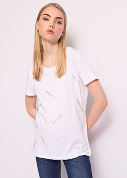 T-shirt bianca in cotone con logo Denny Rose Jeans