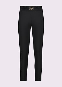 Pantaloni neri con fibbia logata Denny Rose