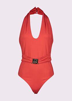 Body rosso in jersey con fibbia Denny Rose