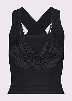 Black knit top with ruffles Denny Rose